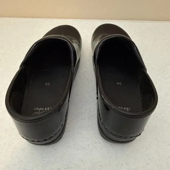 Dansko 34 Shiny Black Leather Work Clogs Nurse Work Shoe - Picture 8 of 16